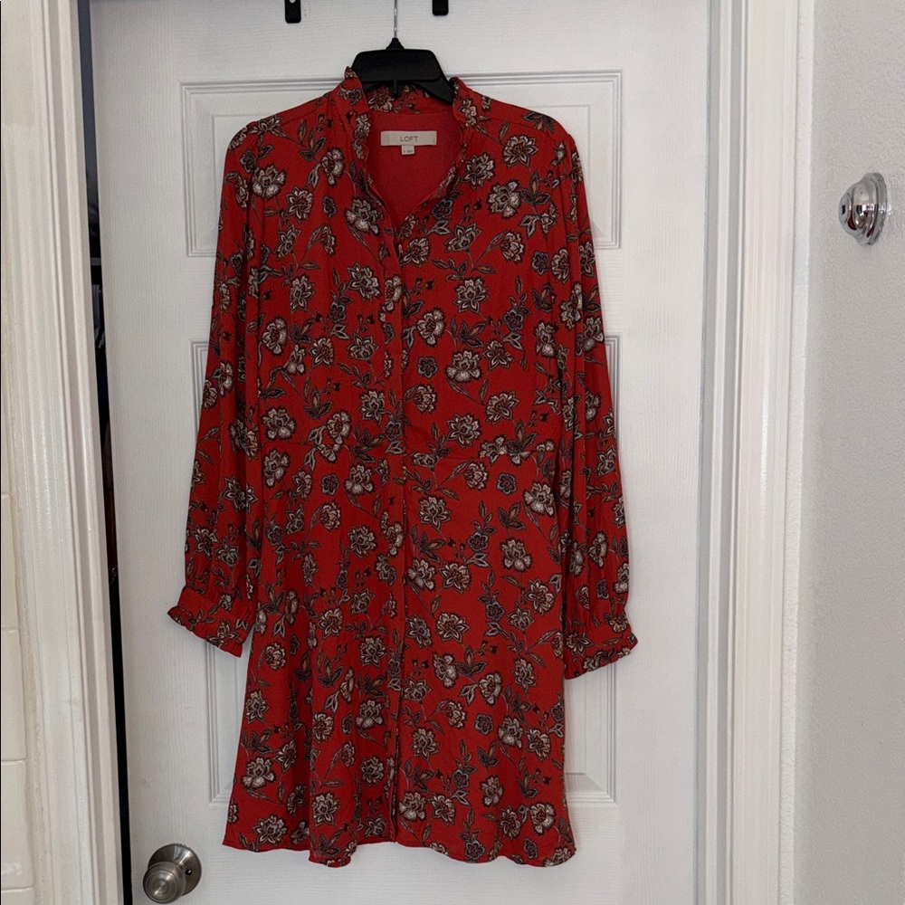 Red Floral Long Sleeve Dress